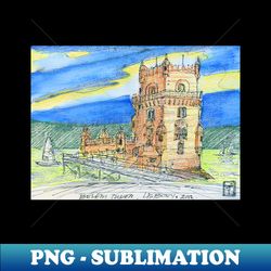 Belm Tower sketch on canvas - Unique Sublimation PNG Download - Bring Your Designs to Life