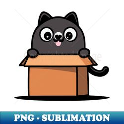 cute and smiley black cat sitting in its cat litter box - high-resolution png sublimation file - create with confidence