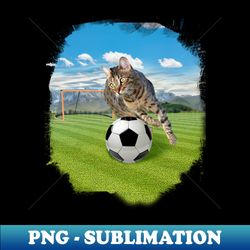 Bengal Cat Playing Soccer Football - Modern Sublimation PNG File - Bring Your Designs to Life