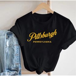 Pittsburgh Pennsylvania Typography Shirt, Steel City 412 Vintage TShirt, USA Classic Retro TShirt