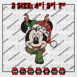 Mickey Face W Christmas Light Embroidery files, Christmas Emb Designs, Disney Machine Embroidery File, Digital Download