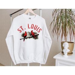 Retro St. Louis Baseball Mascot 90s Vintage White Sweatshirt, St. Louis Baseball Team Retro Sweatshirt, Baseball Lovers