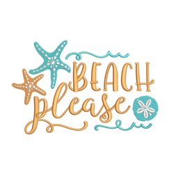 Beach Please Machine Embroidery Design, Summer Embroidery Design, 5 sizes, Instant Download