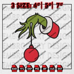 Grinch Hand Holding Christmas Embroidery files, Christmas Emb Designs, Grinch Machine Embroidery File, Digital Download