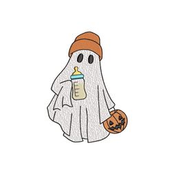 Ghost with a Baby Bottle Embroidery Design, Halloween Machine Embroidery Design, 3 sizes, Instant Download