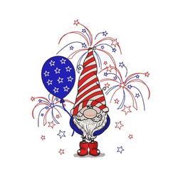 American Gnome Embroidery Design, 4th July Gnome Embroidery Design, Independence Day Embroidery File, 3 sizes, Instant D