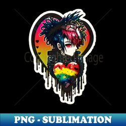 rainbowcore punk valentines sticker drippped style - retro png sublimation digital download - bold & eye-catching
