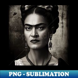 Frida Black and White Portrait - Instant PNG Sublimation Download - Transform Your Sublimation Creations