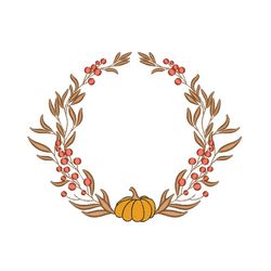 Autumn Wreath Embroidery Design, 5 sizes, Instant Download