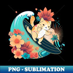 Cat Surfing - Special Edition Sublimation PNG File - Spice Up Your Sublimation Projects