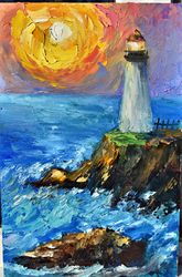 Lighthouse at sea An original painting for an interior in a marine style. abstract painting