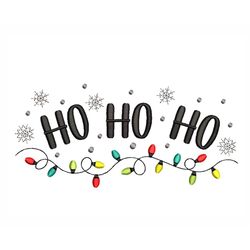 Christmas Lights Embroidery Design, Ho Ho Ho Embroidery Design, 4 sizes, Instant Download