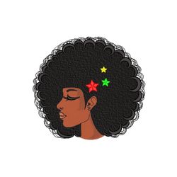African American Woman Embroidery Design, 4 sizes, Instant Download