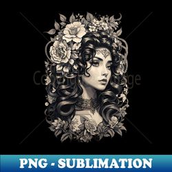 Floral Ink Goddess - Sublimation-Ready PNG File - Spice Up Your Sublimation Projects