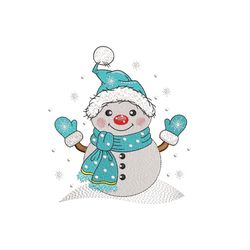 Cute Little Snowman Embroidery Design, Christmas Embroidery File, 3 sizes, Instant download