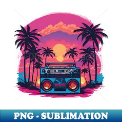 sunset synthwave retro boombox serenade - png transparent sublimation file - enhance your apparel with stunning detail