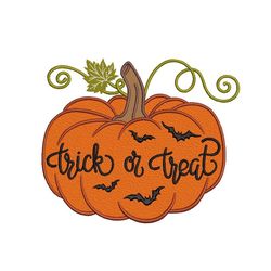 Halloween Pumpkin Machine Embroidery Design, Trick or Treat Embroidery File, 4 sizes, Instant Download
