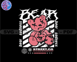 Bear Sadness, Sad Bear Stretwear, Teddy Bear Tshirt Design, Streetwear Teddy Bear PNG, Urban, DTG, DTF 32