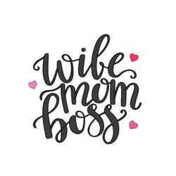Wife Mom Boss Embroidery Design, 4 sizes, Instant Download