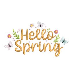 Hello Spring Embroidery Design, 3 sizes, Instant Download