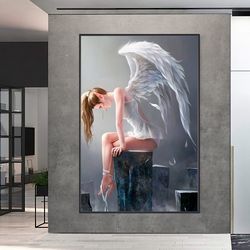 Angel Woman Canvas, Winged Woman Rolled Canvas Print, Angel Poster, High Quality Print, Ready to Hang
