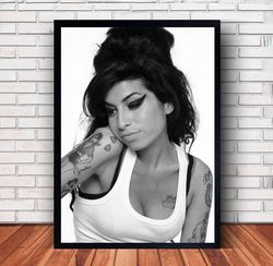 amy winehouse music poster canvas wall art family decor, home decor,frame option-7