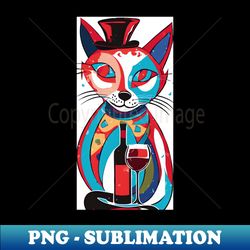Surreal Sips The Abstract Drinking Cat - Unique Sublimation PNG Download - Capture Imagination with Every Detail