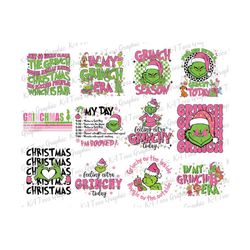 Retro Pink Christmas PNG Bundle, Pink Christmas Png, Grinchmas Png, Merry Grinchmas PNG, Christmas Png, Christmas Pink P