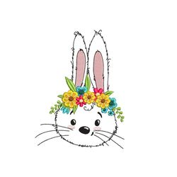 Floral Easter Bunny Embroidery Design, 3 sizes, Instant Download