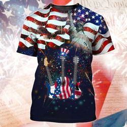3D Independence Day Guitar Shirt: Ideal July 4th Gift for Guitarists!