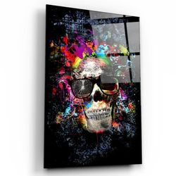 "Cool Skull" Glass Wall Art - Download Now in JPG.PDF.PNG.SVG