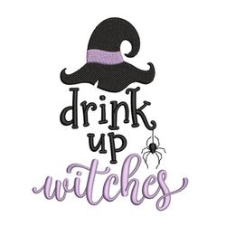 Drink up Witches Embroidery Design, Halloween Embroidery Design, 3 sizes, Instant Download