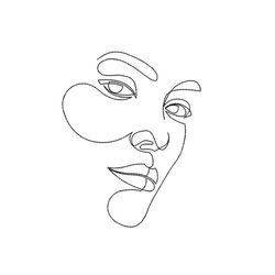 Face Line Art Embroidery Design, One Line Embroidery Design, 6 sizes, Instant Download