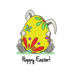 Happy Easter Embroidery Design, Easter bunny and Easter egg Embroidery Design, 3 sizes, Instant Download