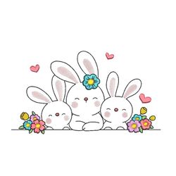 Bunnies Embroidery Design, 3 sizes, Instant Download