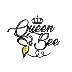 Queen Bee Embroidery Design, 5 sizes, Instant Download