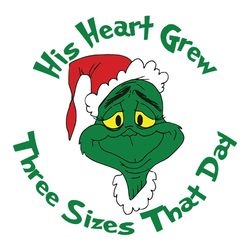 His Heart Grew Grinch Svg, Grinch Christmas Svg, Grinchmas Svg, Grinch Face Svg, Grinch Svg Cut File For Cricut