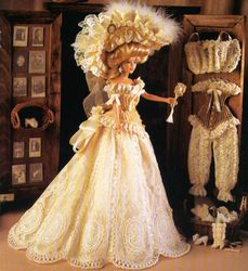 barbie doll clothes crochet patterns - 1901 victorian trousseau lingerie - vintage pattern pdf instant download