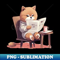 Cat Reading - Exclusive PNG Sublimation Download - Perfect for Personalization
