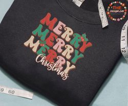 Merry Christmas Embroidery Sweatshirt, Christmas 2023 Embroidery Sweatshirt, Winter Season Quotes Embroidery Sweatshirt