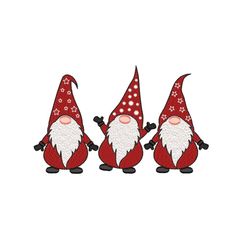 Christmas Gnomes Embroidery Design, 3 Gnomes Machine Embroidery Design, 4 sizes, Instant Download