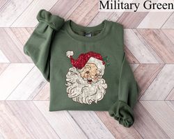 Retro Santa Sweatshirt, Faux Sequin Christmas Shirt, Holiday Sweaters, Christmas Crewneck, New Year Shirt, Christmas Gif
