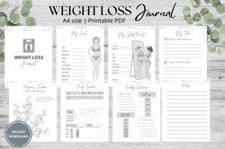 Weight Loss Journal – Printable Fitness Planner | Weight Loss & Fitness Tracker | Weekly Fitness | Health Planner PDF|