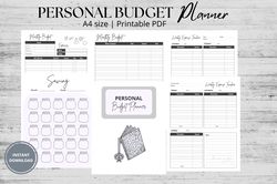 Personal Budget Planner – Printable Finance Planner | Budget Planner Templates | Personal Budget Worksheet | A4