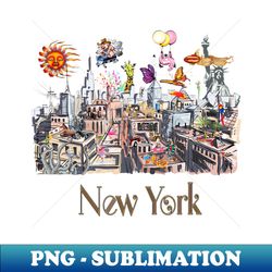 Pop Art New York City Surreal City Life - Premium PNG Sublimation File - Perfect for Sublimation Art