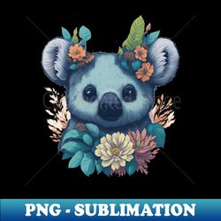 cute koala bear face with flowers t-shirt design apparel mugs cases wall art stickers travel mug - sublimation-ready png file - stunning sublimation graphics