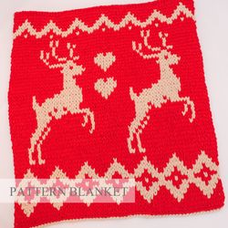 Finger Knit Blanket Pattern, Alize Puffy More Blanket Pattern, Loop Yarn Blanket Pattern, Deer Pattern