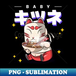 baby cat eat ramen cool design - Instant PNG Sublimation Download - Create with Confidence