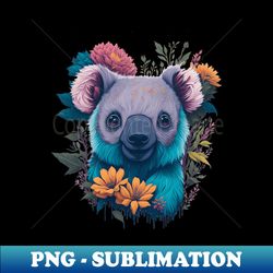 cute smiling koala bear with florals  t-shirt design apparel mugs cases wall art stickers travel mug - png sublimation digital download - capture imagination with every detail