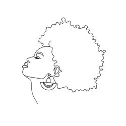 African Woman With An Earring Embroidery Design, One Line Art Embroidery Design, 5 sizes, Instant Download